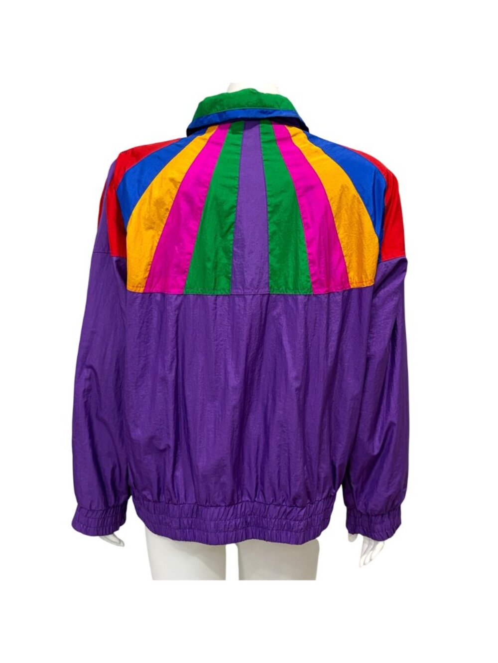 Vintage 80s Andy Johns Colorblock Nylon Windbreaker Anorak Jacket Womens Size L - Picture 4 of 8